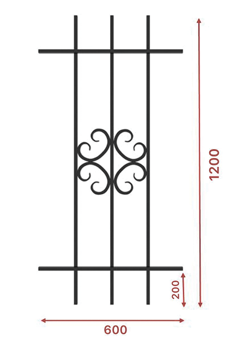 Грати віконні, 600х1200, арт. 303/1