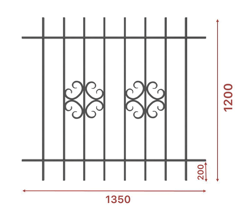 Грати віконні, 1350х1200, арт. 303/5