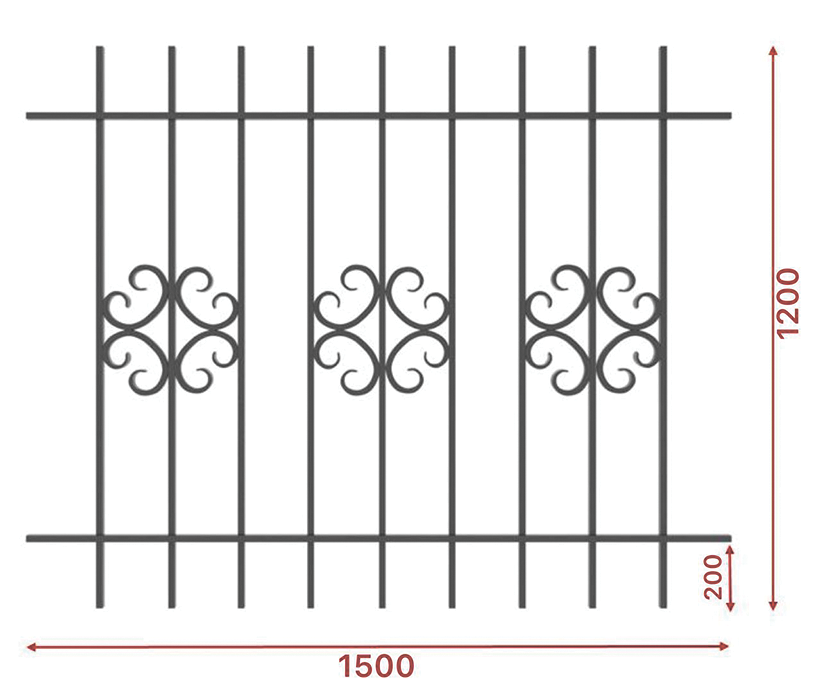 Грати віконні, 1500х1200, арт. 303/6
