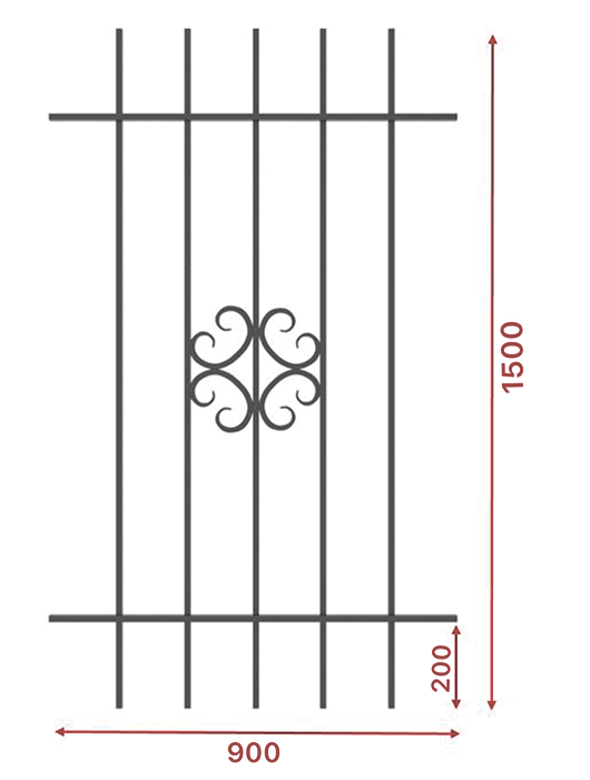 Грати віконні, 900х1500, арт. 304/2