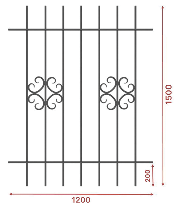 Грати віконні, 1200х1500, арт. 304/4