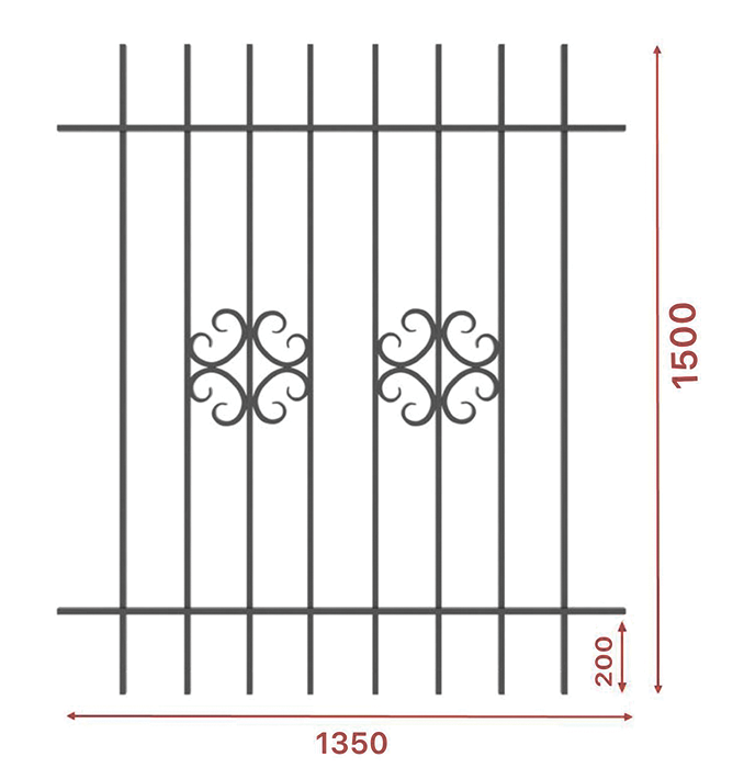 Грати віконні, 1350х1500, арт. 304/5