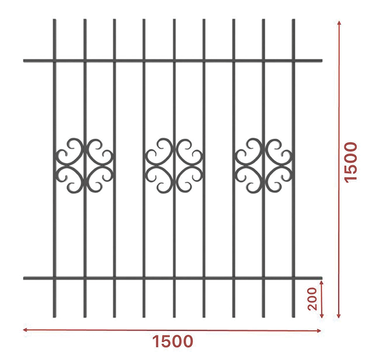 Грати віконні, 1500х1500, арт. 304/6