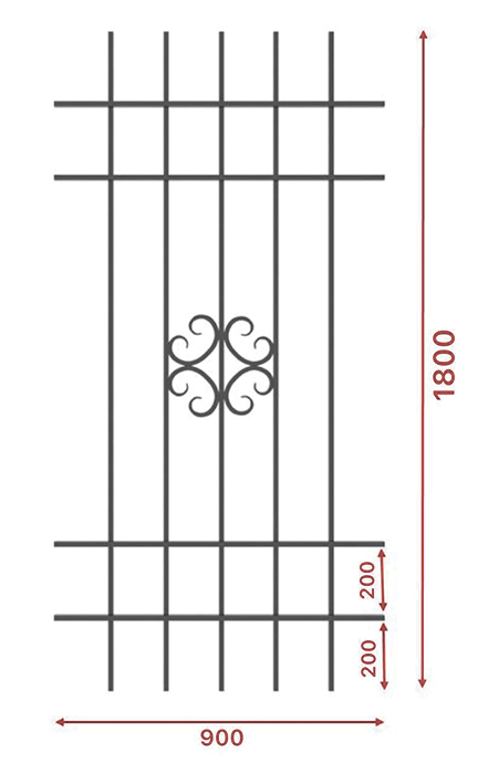Грати віконні, 900х1800, арт. 305/2