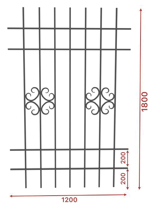 Грати віконні, 1200х1800, арт. 305/4