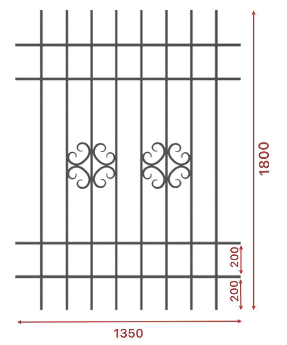 Грати віконні, 1350х1800, арт. 305/5