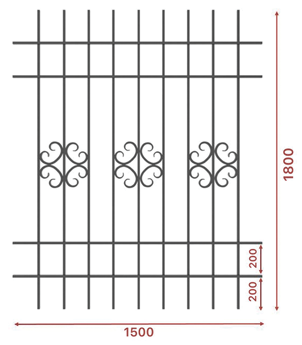 Грати віконні, 1500х1800, арт. 305/6