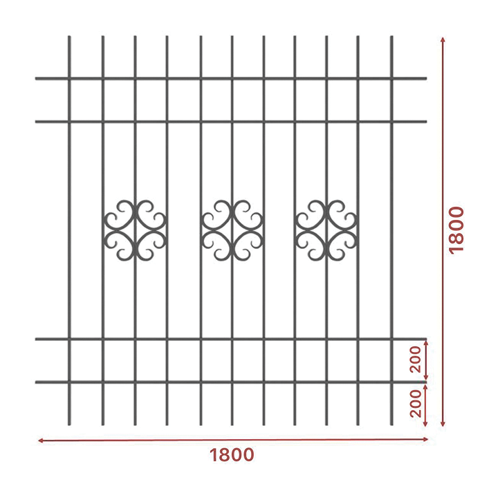 Грати віконні, 1800х1800, арт. 305/7